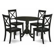 Atlin Designs 5-piece Wood Dining Set with Round Table in Black