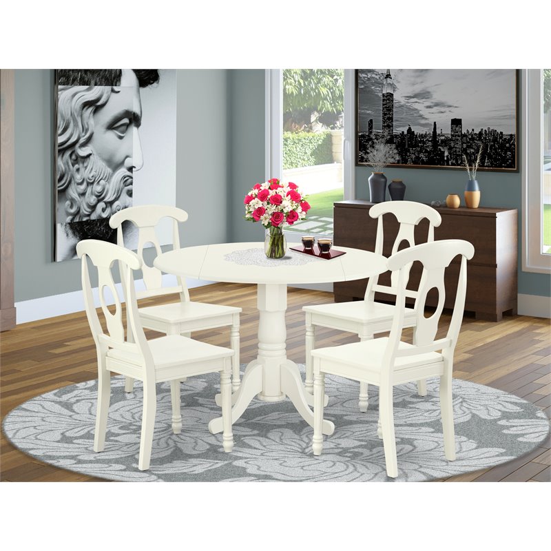 Atlin Designs 5-piece Wood Dining Set with Panel Back in White
