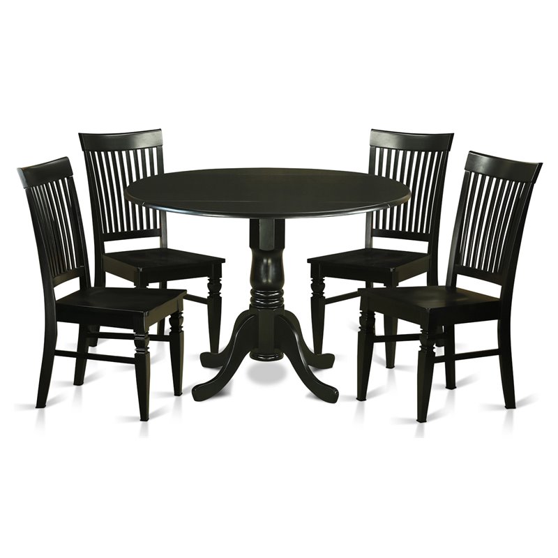 Atlin Designs 5-piece Wood Kitchen Table and Chair Set in Black