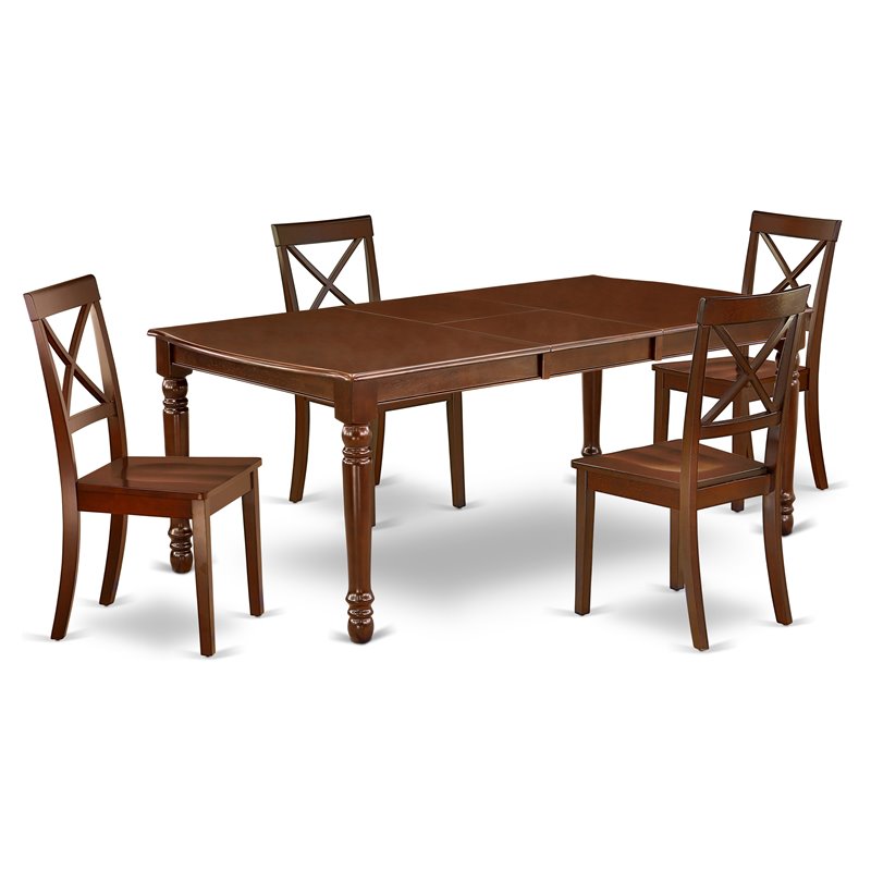 Atlin Designs 5-piece Dining Set with Wood Seat in Mahogany