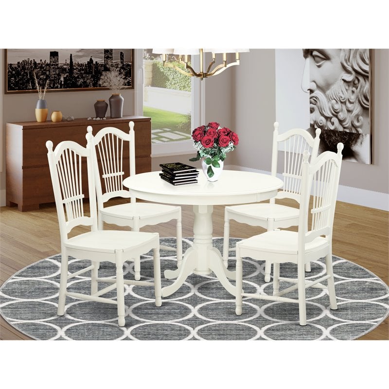 Atlin Designs 5-piece Wood Dining Table and Chairs in Linen White