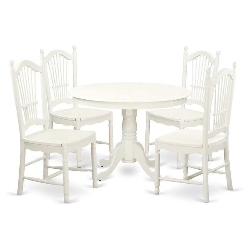 Atlin Designs 5-piece Wood Dining Table and Chairs in Linen White