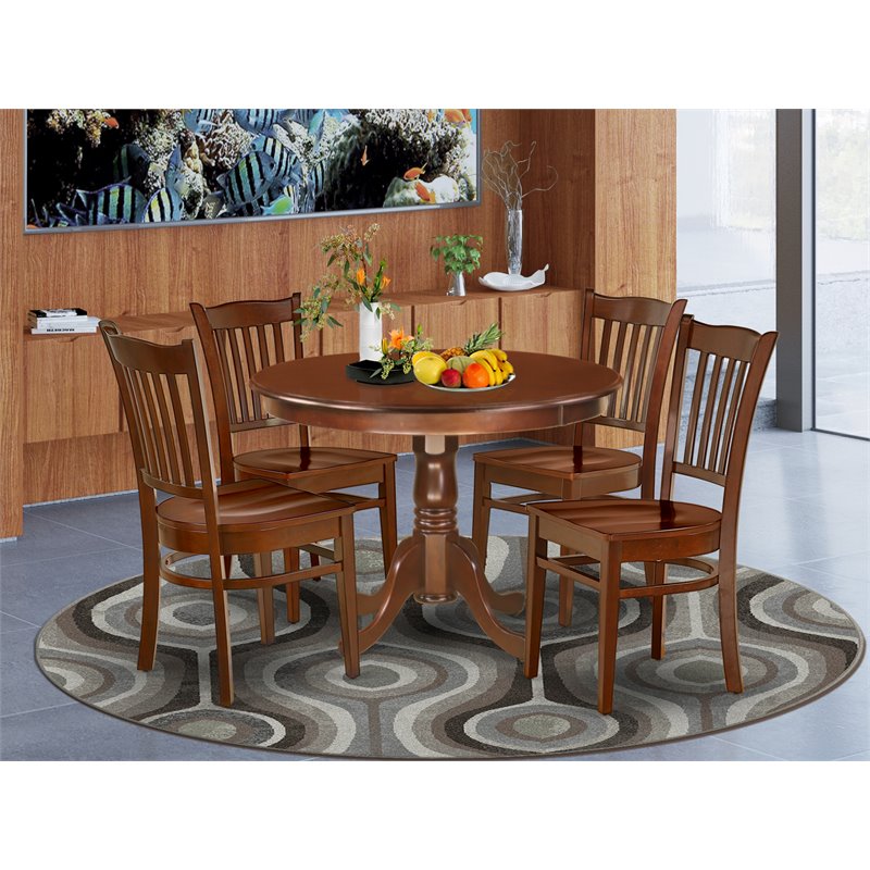 Atlin Designs 5-piece Wood Dining Table and Chair Set in Mahogany