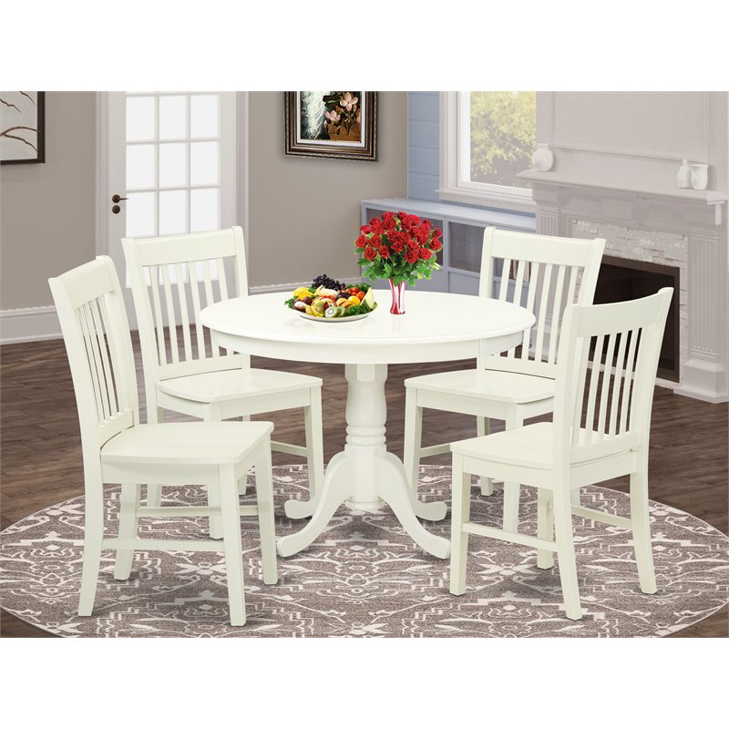 Atlin Designs 5-piece Wood Dining Set in Linen White