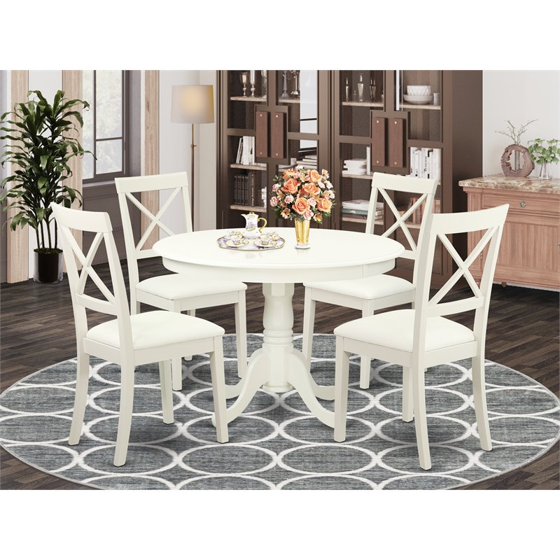 Atlin Designs 5-piece Wood Dining Table Set in Linen White