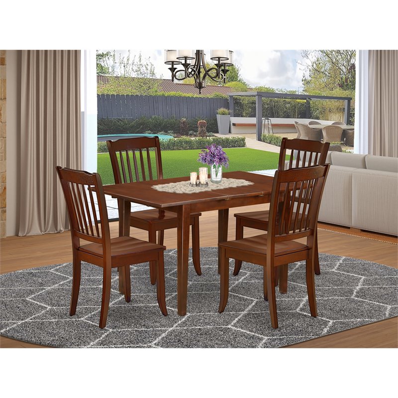 Atlin Designs 5-piece Dining Set with Slatted Chairs in Mahogany