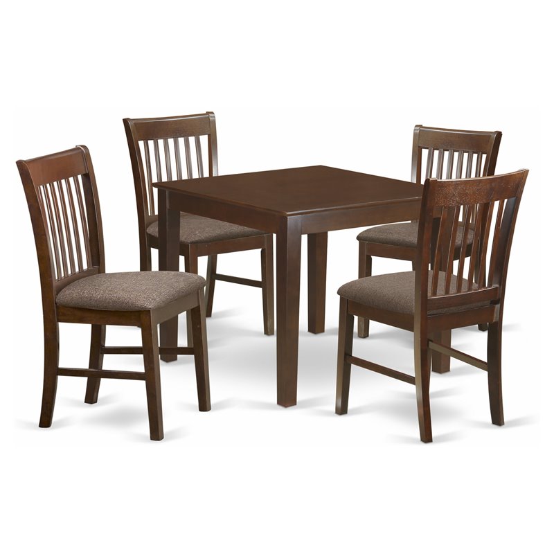 Atlin Designs 5-piece Wood Dining Set with Fabric Seat in Mahogany