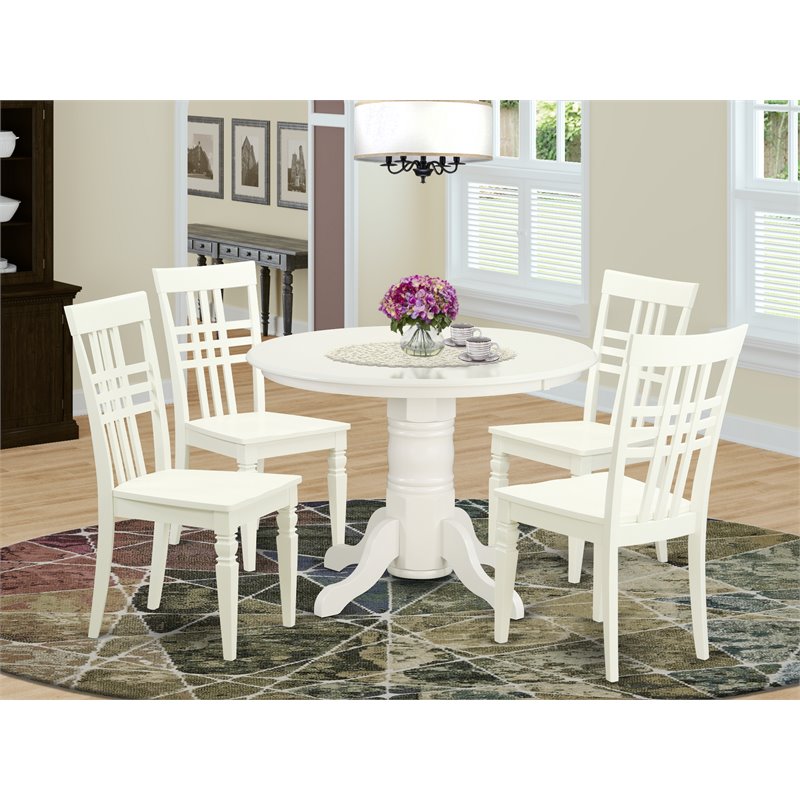 Atlin Designs 5-piece Wood Dinette Table Set in Linen White