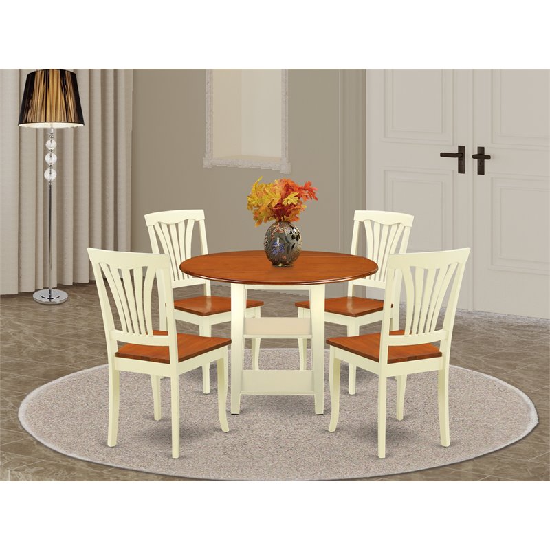 Atlin Designs 5-piece Wood Dining Table Set in Buttermilk/Cherry