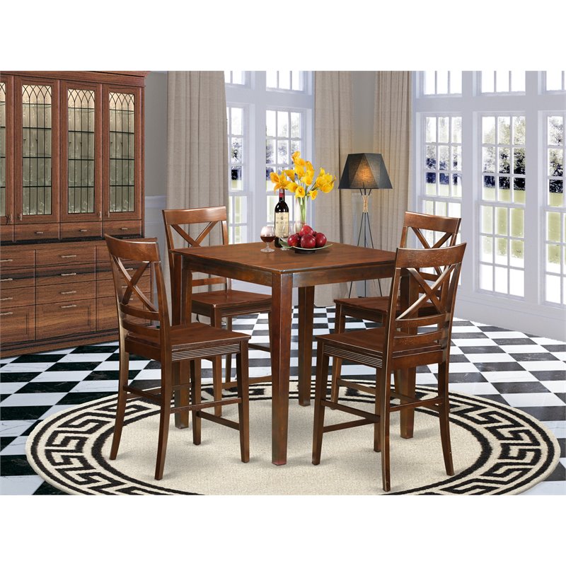 Atlin Designs 5-piece Wood Counter Height Dining Set in Mahogany