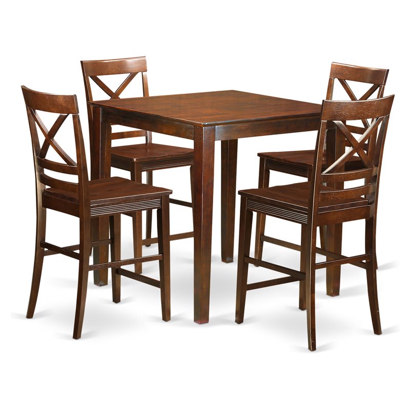 Atlin Designs 5-piece Wood Counter Height Dining Set in Mahogany
