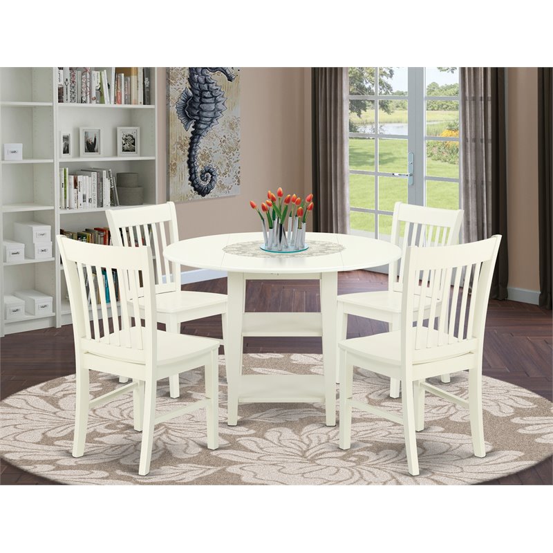 Atlin Designs 5-piece Wood Dining Set in Linen White