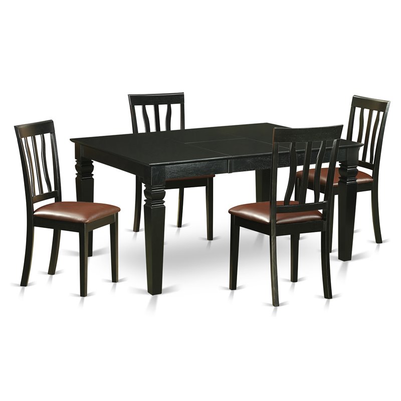 Atlin Designs 5-piece Wood Dining Table Set in Black