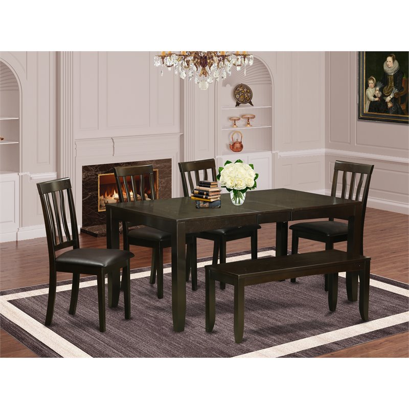 Atlin Designs 6-piece Dining Table Set with Bench in Cappuccino