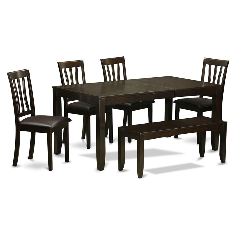 Atlin Designs 6-piece Dining Table Set with Bench in Cappuccino