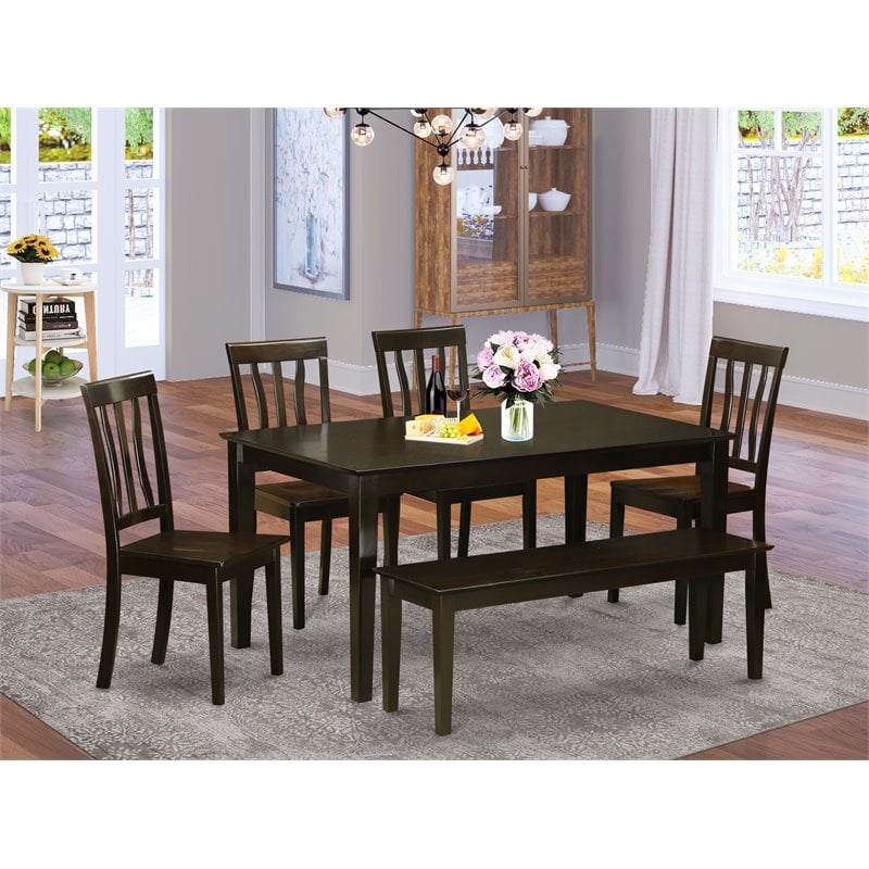 Atlin Designs 6-piece Dining Set with Wood Seat in Cappuccino