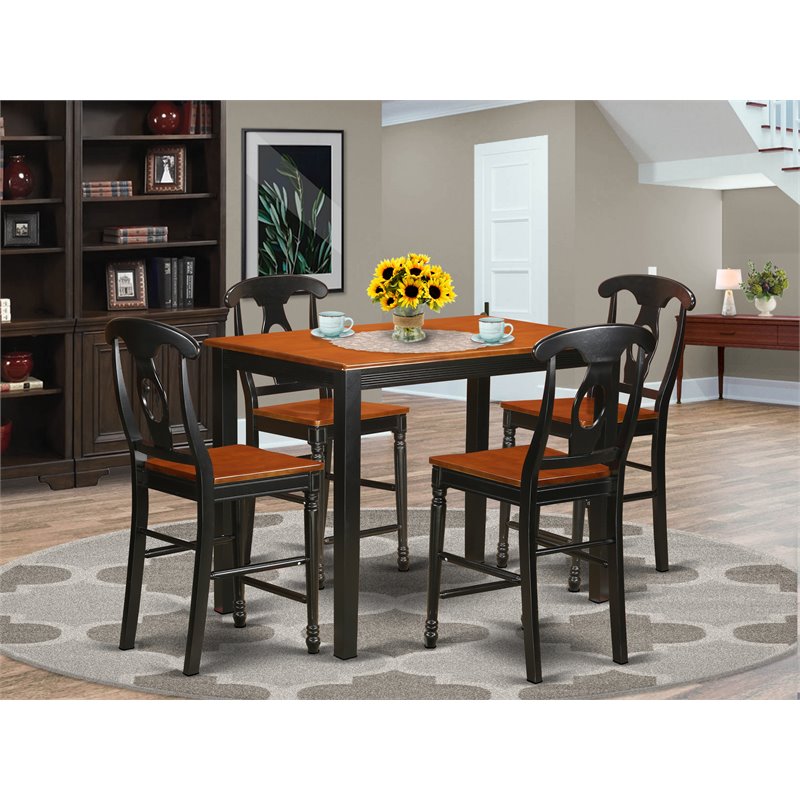 Atlin Designs 5-piece Dining Set with Bar Stools in Black/Cherry