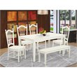Atlin Designs 6-piece Wood Dining Set with Bench in Linen White