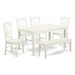 Atlin Designs 6-piece Wood Dining Set with Bench in Linen White