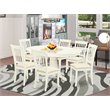 Atlin Designs 7-piece Wood Dining Set with Oval Table in Linen White