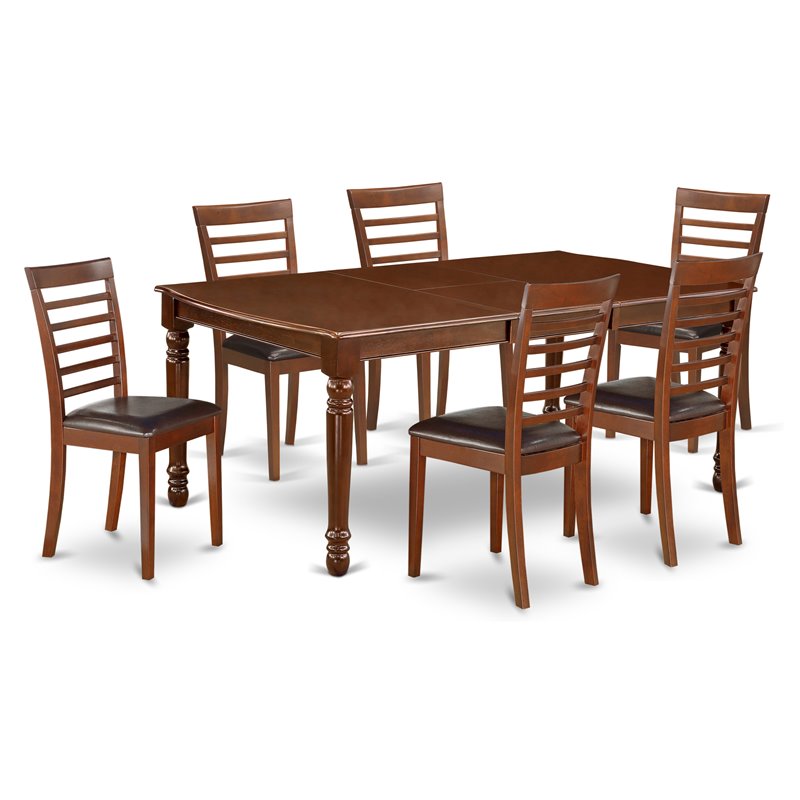 Atlin Designs 7-piece Wood Dining Room Table Set in Mahogany