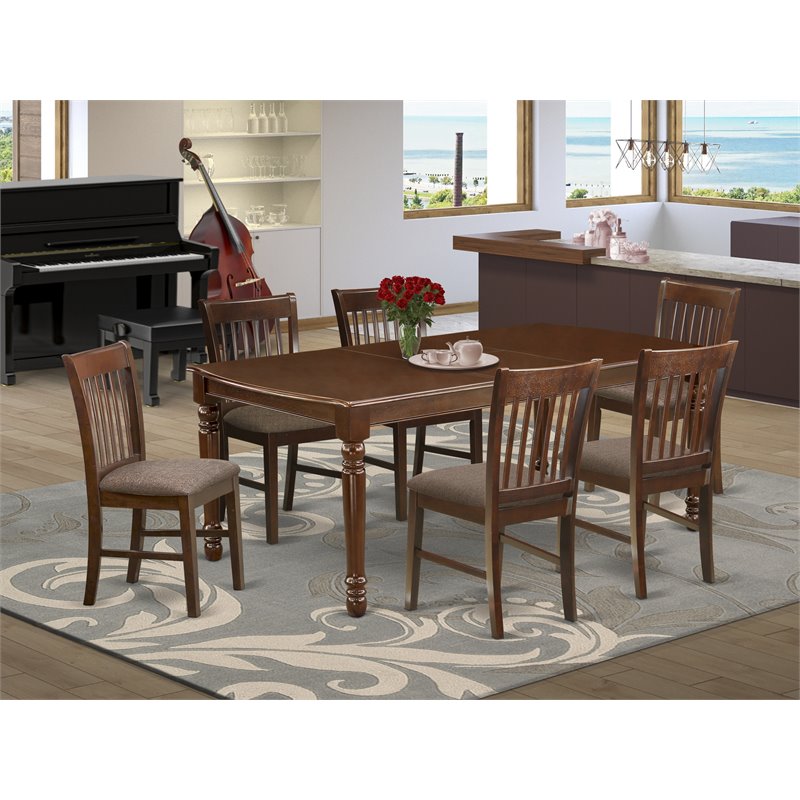 Atlin Designs 7-piece Wood Chair and Dining Table Set in Mahogany