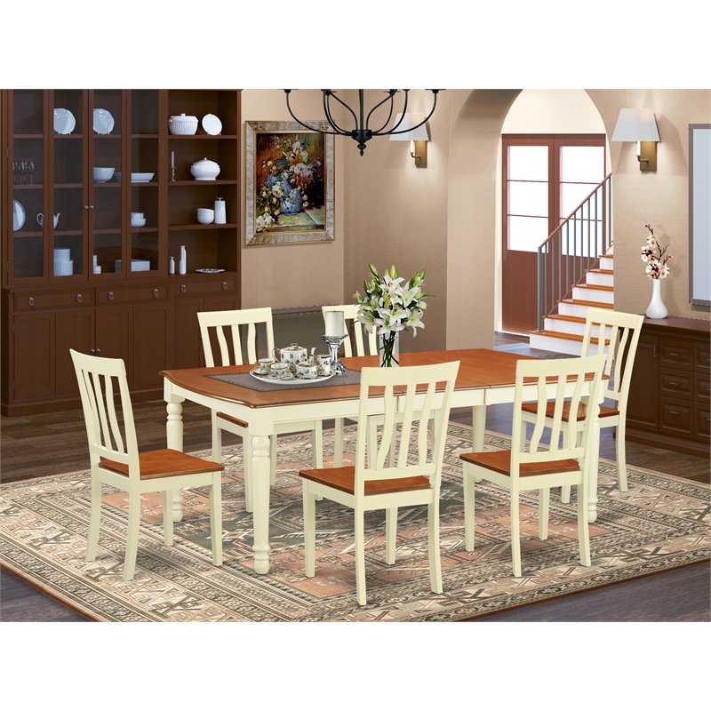 Atlin Designs 7-piece Wood Dining Set in Buttermilk/Cherry