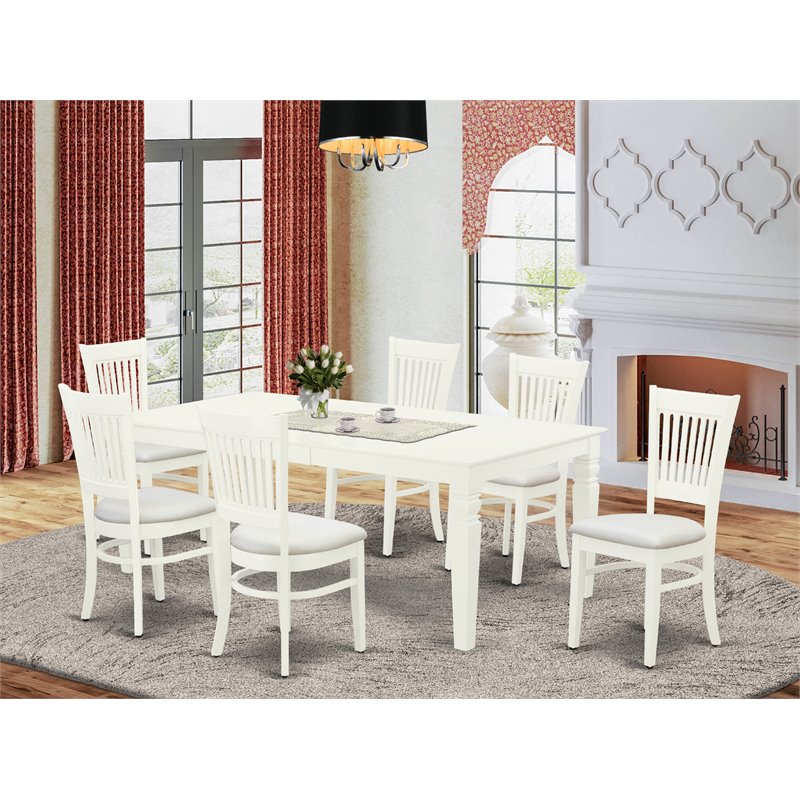Atlin Designs 7-piece Wood Table and Dining Chairs in Linen White
