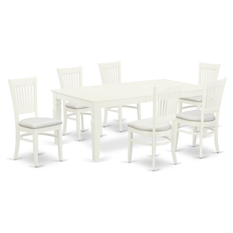 Atlin Designs 7-piece Wood Table and Dining Chairs in Linen White