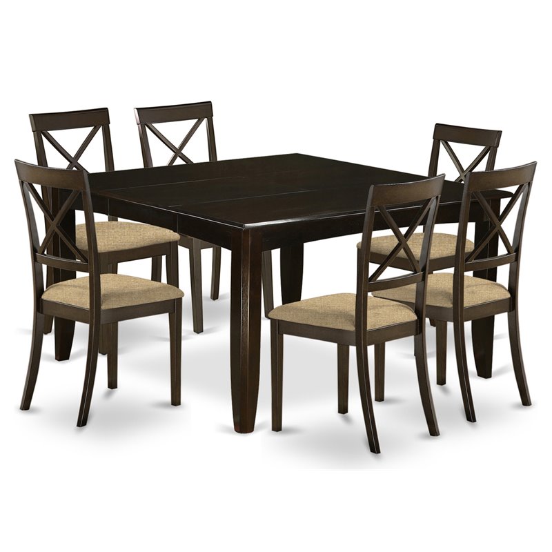 Atlin Designs 7-piece Dining Set with Linen Seat in Cappuccino