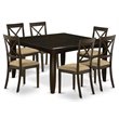 Atlin Designs 7-piece Dining Set with Linen Seat in Cappuccino