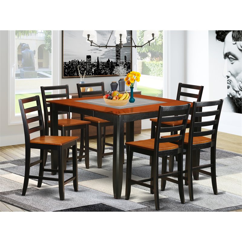Atlin Designs 7-piece Wood Dining Set in Black/Cherry