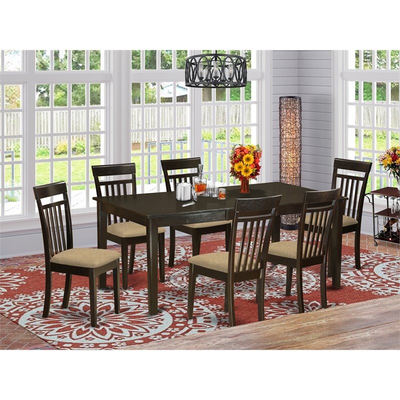 Atlin Designs 7-piece Dining Set with Linen Seat in Cappuccino