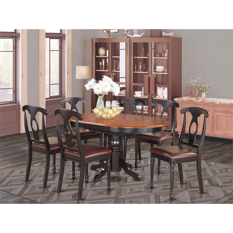 Atlin Designs 7-piece Dining Table and Chair Set in Black/Cherry