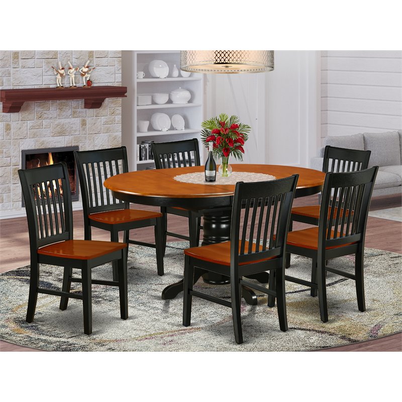 Atlin Designs 7-piece Wood Dining Set in Black/Cherry