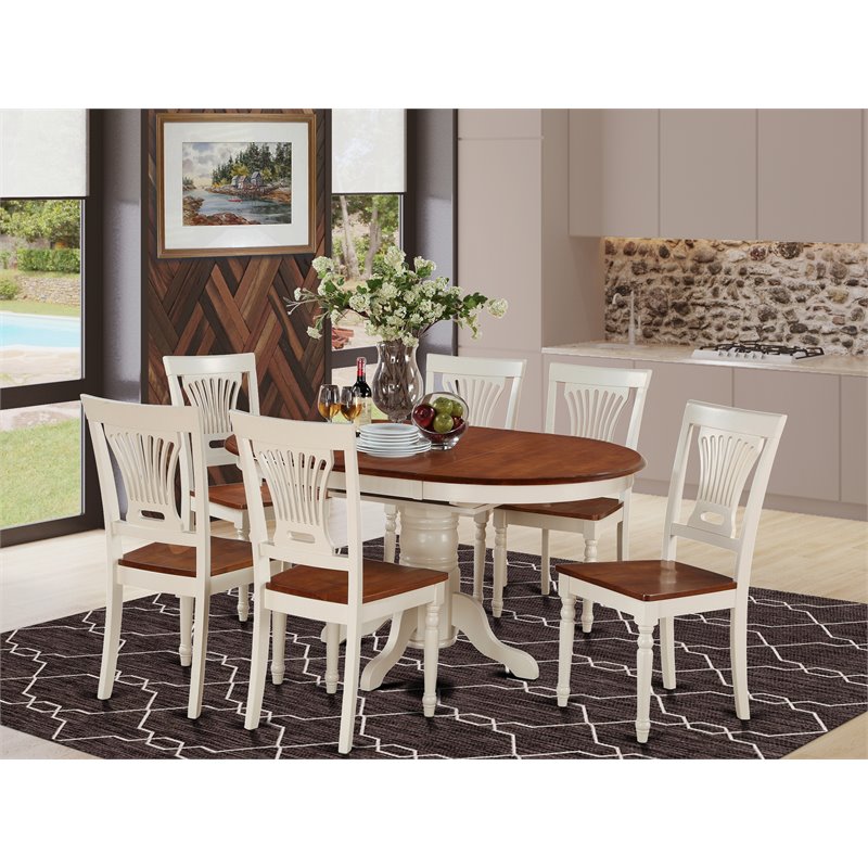 Atlin Designs 7-piece Wood Dining Room Set in Buttermilk/Cherry