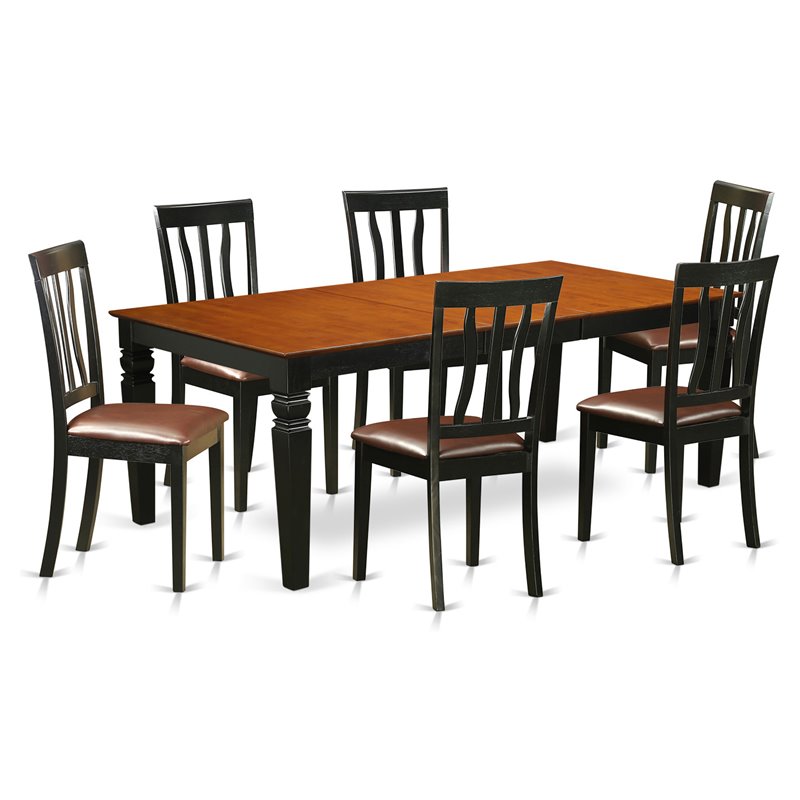 Atlin Designs 7-piece Wood Kitchen Table Set in Black/Cherry