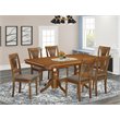 Atlin Designs 7-piece Dining Set with Linen Seat in Saddle Brown