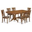 Atlin Designs 7-piece Dining Set with Linen Seat in Saddle Brown