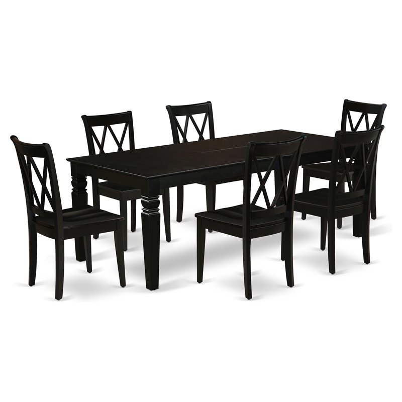 Atlin Designs 7-piece Wood Dining Room Table Set in Black