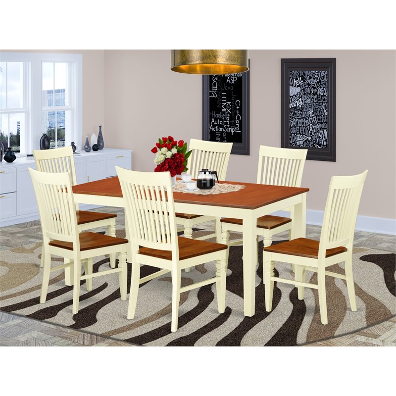 Atlin Designs Mid Century 7-piece Wood Dinette Set in Cherry
