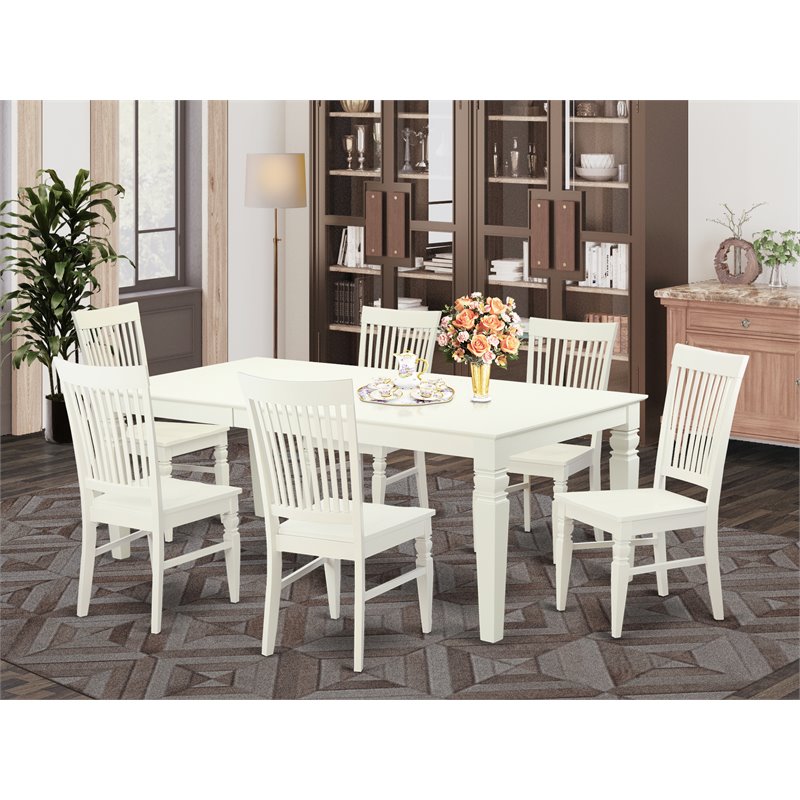 Atlin Designs 7-piece Wood Dining Set in Linen White