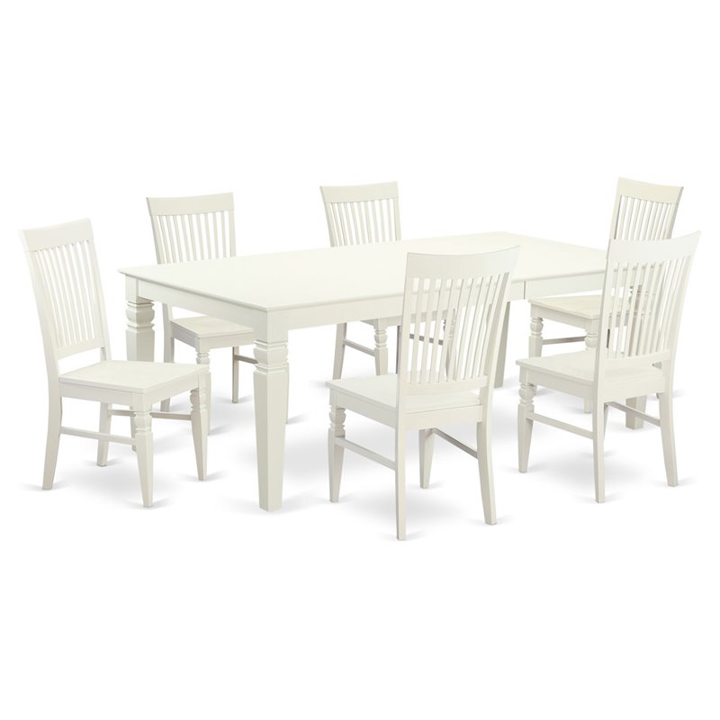 Atlin Designs 7-piece Wood Dining Set in Linen White