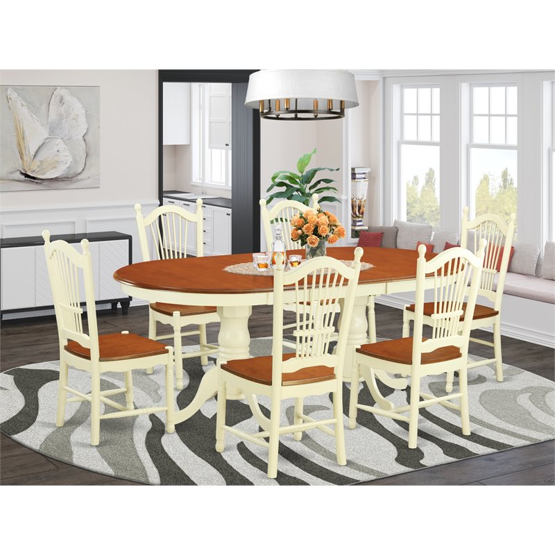 Atlin Designs 7-piece Wood Dining Table and Chair Set in Cherry