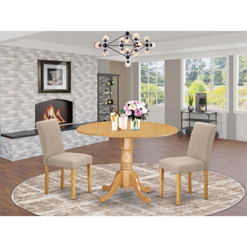 Atlin Designs 3-piece Wood Dining Set in Oak/Light Fawn