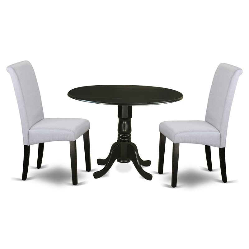 Atlin Designs 3-piece Wood Dining Set in Black/Grayish Blue