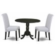 Atlin Designs 3-piece Wood Dining Set in Black/Grayish Blue