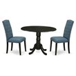 Atlin Designs 3-piece Wood Dining Set in Black/Blue
