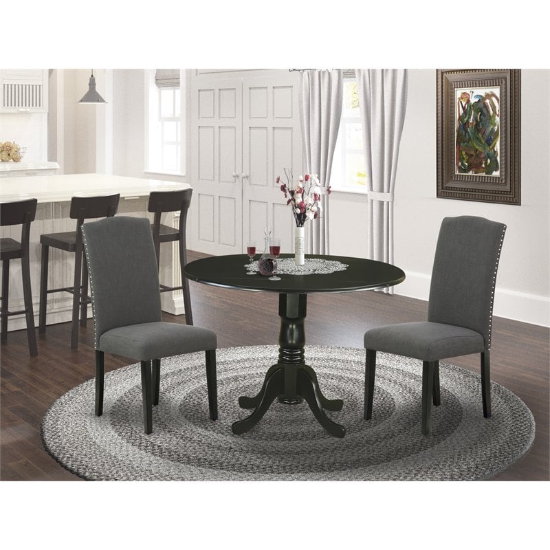 Atlin Designs 3-piece Wood Dining Set in Black/Dark Gotham Gray