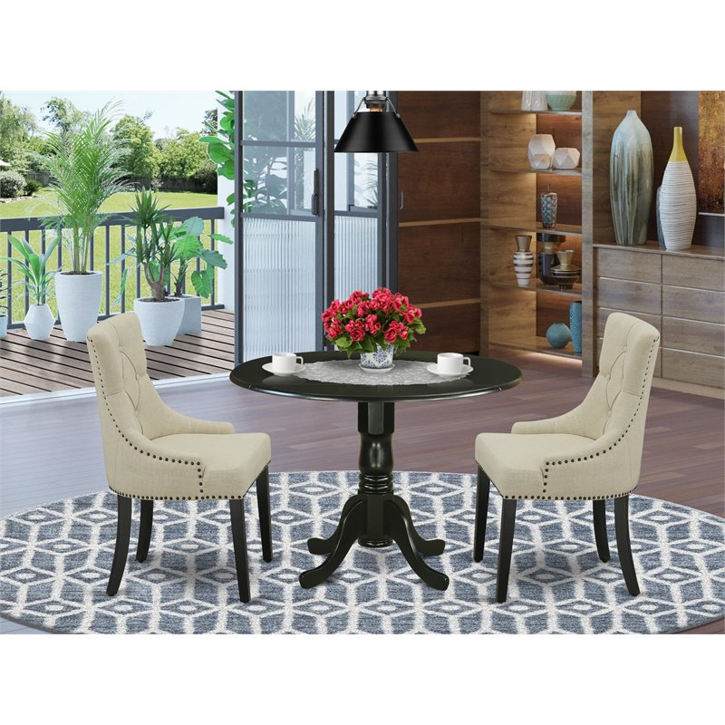 Atlin Designs 3-piece Wood Dining Set in Black/Light Beige